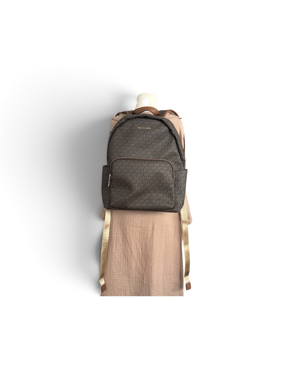 Michael Kors Brown Signature Logo Backpack with Gold Accents